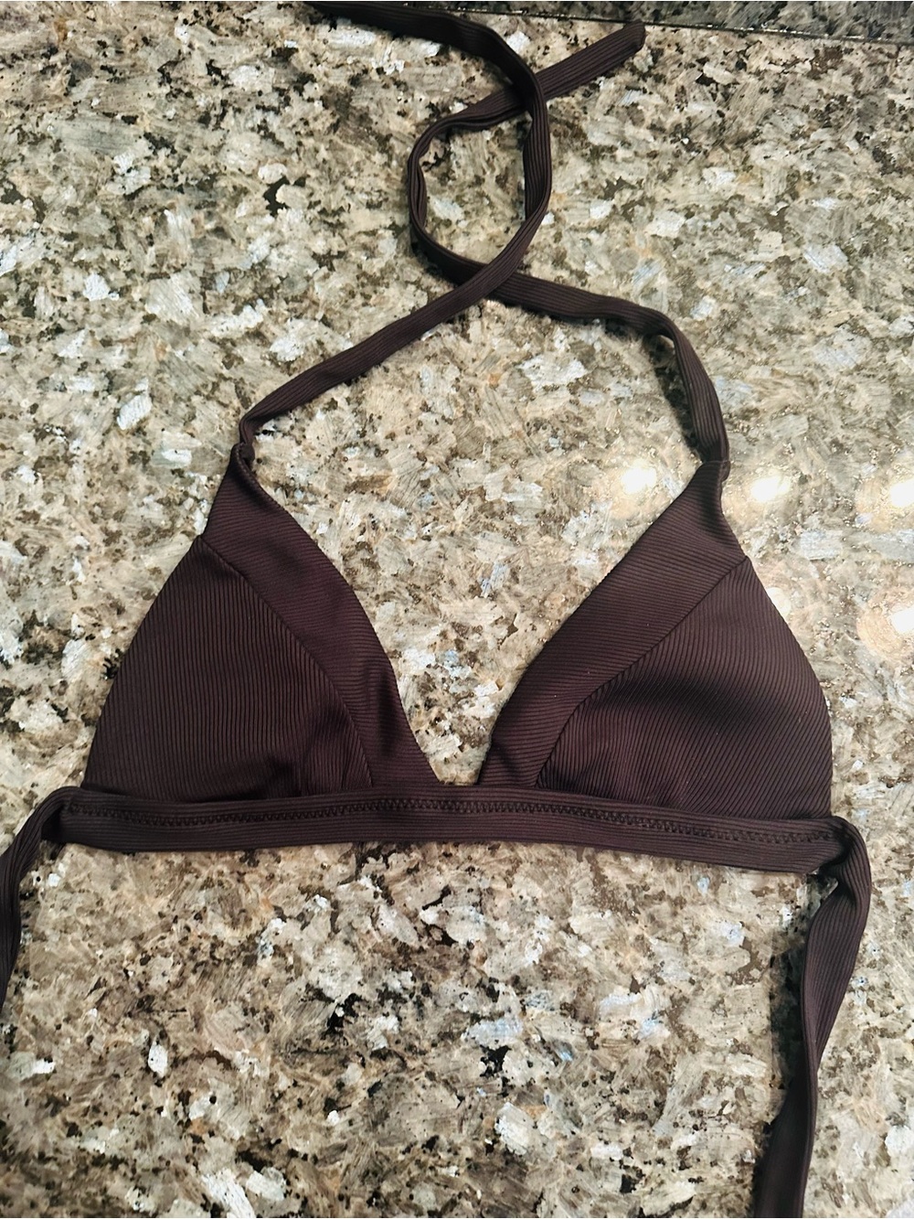 BECCA Black Ribbed Triangle Bikini Top